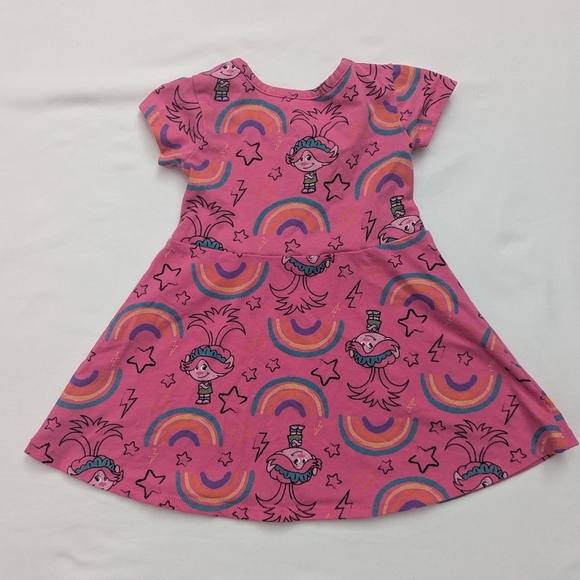 Trolls Pink Rainbow Toddler Casual Dress Shortsleeve - Picture 2 of 5